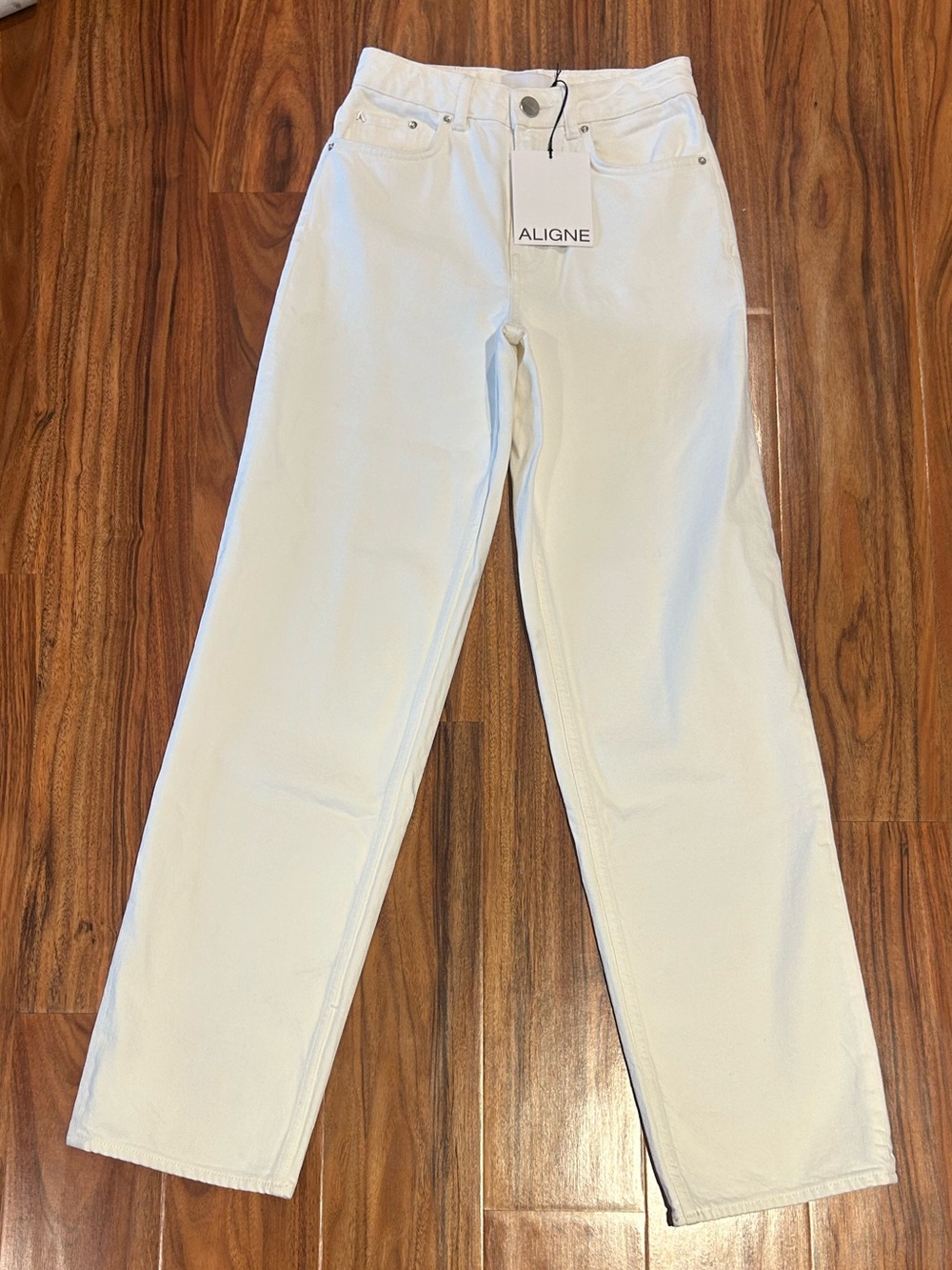 NWT aligne ecru white straight leg jeans size 25